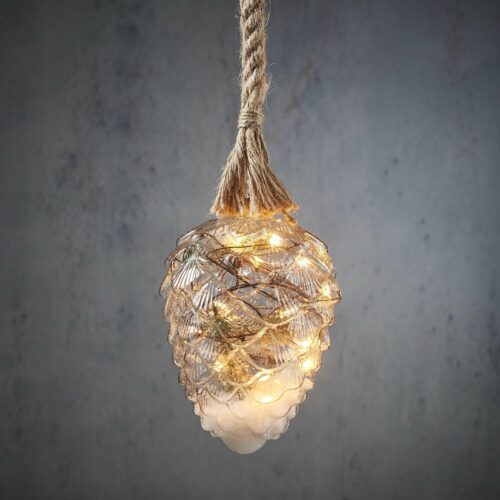 2 stuks Luca Lighting Dennenappel aan Touw Kerstverlichting met 15 LED Lampjes en Decoratie - H95 x Ø15 cm - Transparant
