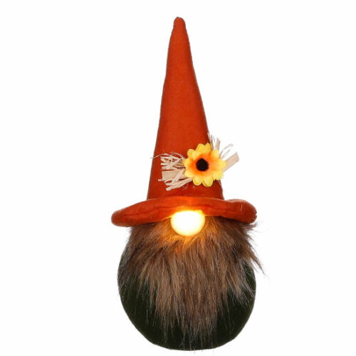 Zittende Gnoom Met Verlichting - Oranje