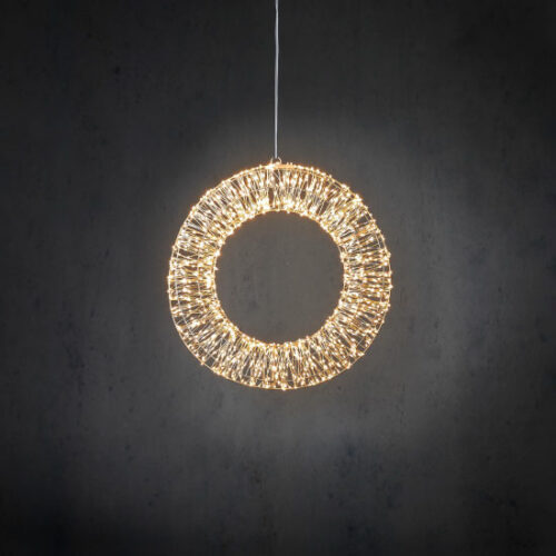 Zilveren Krans met 1200 warm witte leds - 45 cm