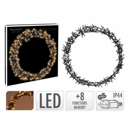H&S - Kerstkrans - Ring - Ø48cm - 400led - warm wit - 8 standen