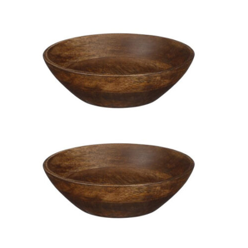 Mica Decorations Tomar schaal - 4,5 x 15 cm - Mangohout - Donkerbruin- 2 stuks