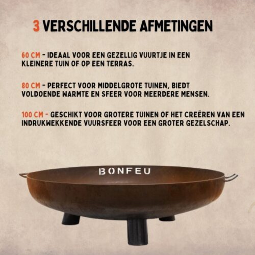 BonFeu BonBowl Plus CortenStaal Ø80 cm - L 80 x B 80 x H 23,5 cm - Cortenstaal - Bruin - Afbeelding 6