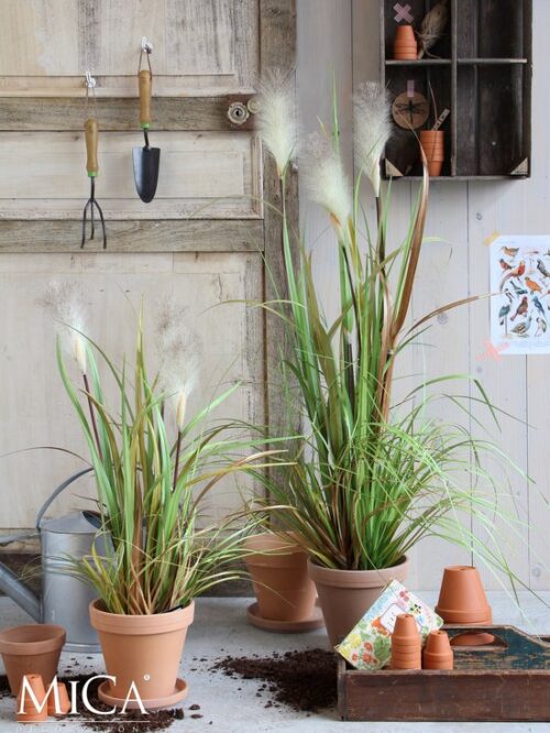 Mica Decorations Pluimgras Foxtail Kunstplant - H81 x Ø45 cm - Wit - Afbeelding 4