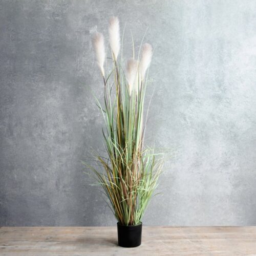 Mica Decorations Pluimgras Foxtail Kunstplant - H81 x Ø45 cm - Wit - Afbeelding 5