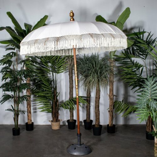 Parasol Bali Wit Luxe Met Franjes Ø185 cm