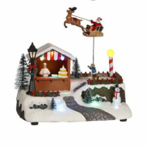 Luville - Kerststal Met Arreslee - 25 x 15 x 22,5 cm