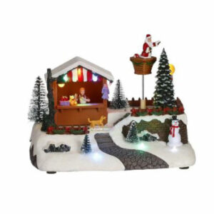 Luville - Kerststal Met Kerstman In De Mand - 25 x 15 x 22,5 cm