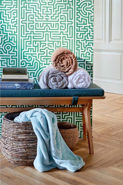 In The Mood Collection Famke Fleece Plaid – L180 x B130 cm – Lichtgroen - Afbeelding 2