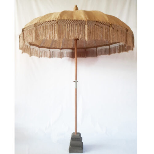 Parasol Bali Jutte  Ø185 cm - Bruine Franjes