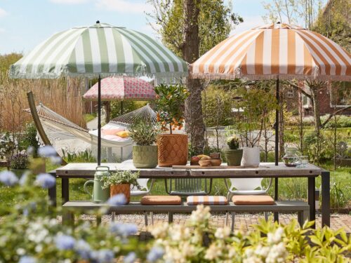 In The Mood Collection Osborn Parasol - H238 x Ø220 cm - Oranje-Wit - Afbeelding 6