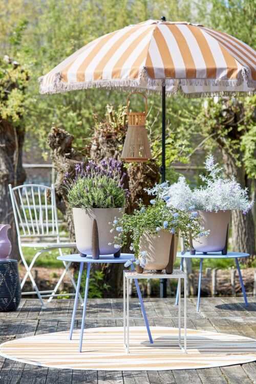 In The Mood Collection Osborn Parasol - H238 x Ø220 cm - Oranje-Wit - Afbeelding 7