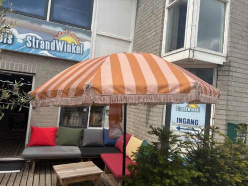 In The Mood Collection Osborn Parasol - H238 x Ø220 cm - Oranje-Wit - Afbeelding 11