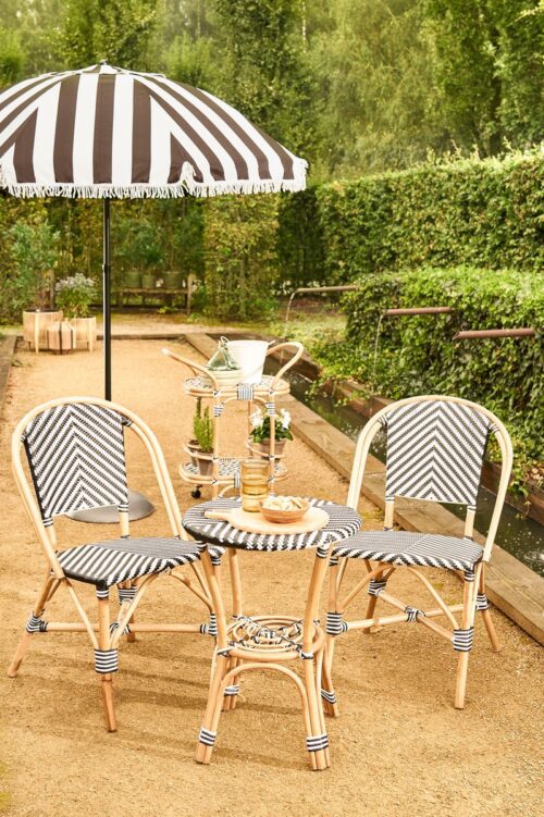 In The Mood Collection Osborn Parasol - H238 x Ø220 cm - Zwart, Wit - Afbeelding 9