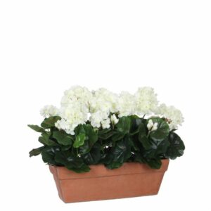 Mica Decorations Geranium In Balkonbak - 39 x 13 x 40 cm - Wit