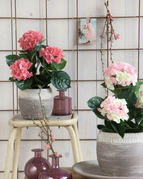 Mica Decorations Hortensia Kunstplant in Bloempot Stan - H45 x Ø45 cm - Roze - Afbeelding 7