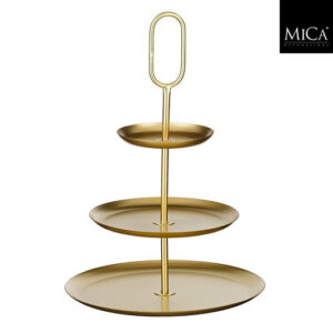 Mica Decorations Rama Etagere 3 Laags - L38 x B38 x H55 cm - Metaal - Goud
