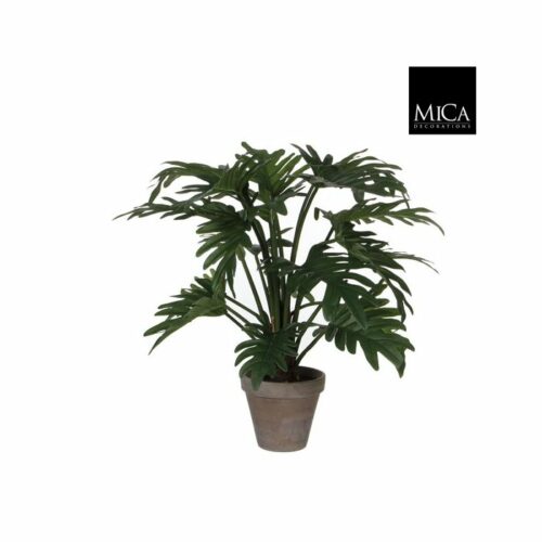 Mica Decorations Philodendron Selloum Kunstplant in Bloempot Stan - H50 x Ø60 cm - Groen
