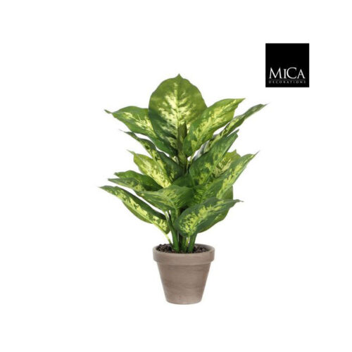 Mica Decorations Dieffenbachia Kunstplant in Bloempot Stan - H40 x Ø30 cm - Groen