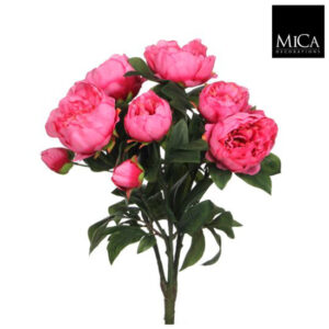 Mica Decorations Pioenroos Kunstbloemen Boeket - H55 x Ø40 cm - Donkerroze
