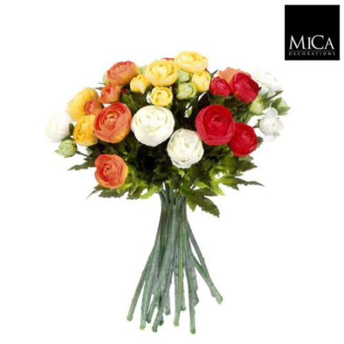 Mica Decorations Ranonkels Kunstbloemen Boeket - H35 x Ø26 cm - Oranje