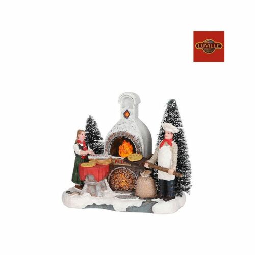 LuVille Kerstdorp Miniatuur Outdoor Pizzeria - 12 x 7 x 10 cm