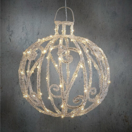 Luca Lighting Kersthanger Tundra Kerstbal Zilver Met 60 Leds -  D 30 H 32 cm