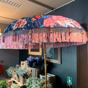 Bali Parasol Veelkleurig Bloemen Ø185 - Blauw