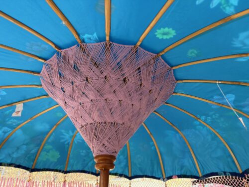 Bali Parasol Veelkleurig Bloemen Ø185 - Blauw - Afbeelding 5