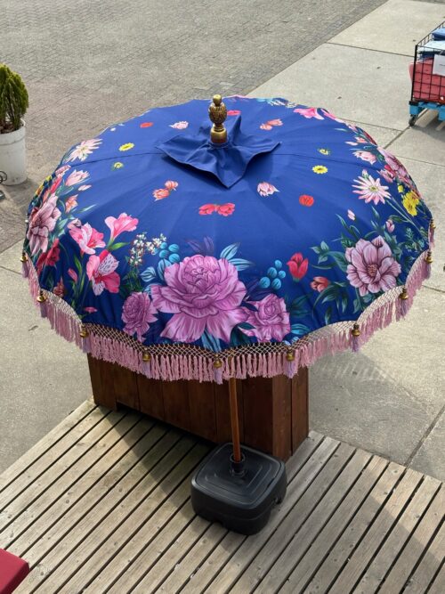 Bali Parasol Veelkleurig Bloemen Ø185 - Blauw