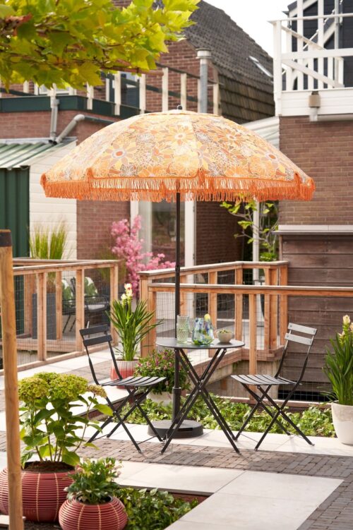Mica Decorations Bloem Parasol - H238 x Ø220 cm - Bruin - Afbeelding 2