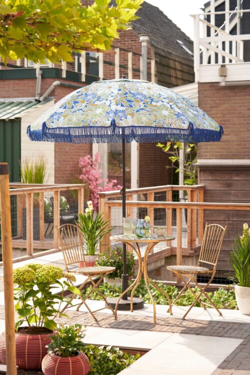 Mica Decorations Heart Parasol - H238 x Ø220 cm - Blauw - Afbeelding 2