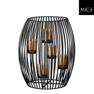 Mica Decorations Windlicht - 34,5 x 29,5 cm - Zwart