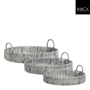 Mica Decorations Liam Dienblad Set van 3 - Grijs