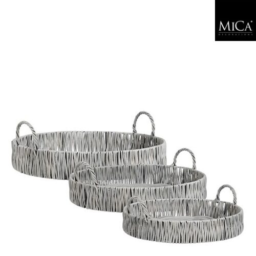 Mica Decorations Liam Dienblad Set van 3 - Grijs