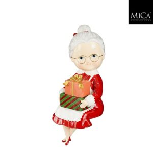 Mica Decorations Decoratie Mrs Santa Zttend Rood - 13 x 14 x 33 cm