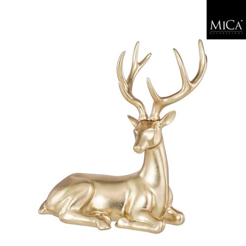 Mica Decorations - Liggend Hert - 23 x 34 x 40 cm - Champagne