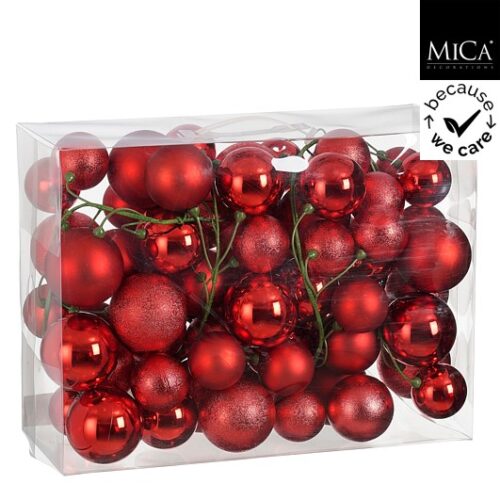 Mica Decorations Kerstslinger Garland - 180x15x15 cm - Gerecycled Polystyreen - Rood