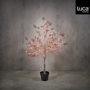 Mica Decorations - Boom in Pot - 150 Leds - Warm Wit - 120 x 40 cm - Roze