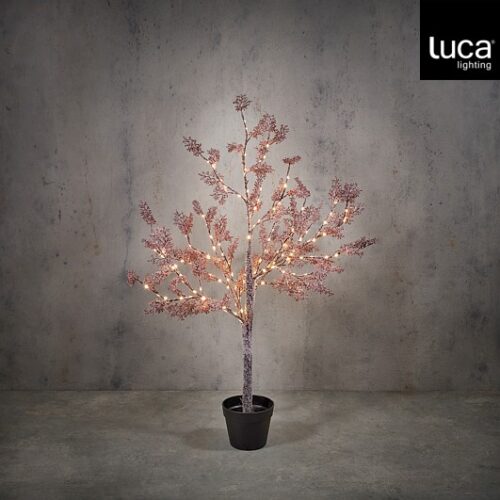 Mica Decorations - Boom in Pot - 150 Leds - Warm Wit - 120 x 40 cm - Roze