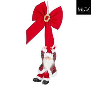 Mica Decorations Kerstversiering Santa bow - 38x15x90 cm - Polyester - Rood