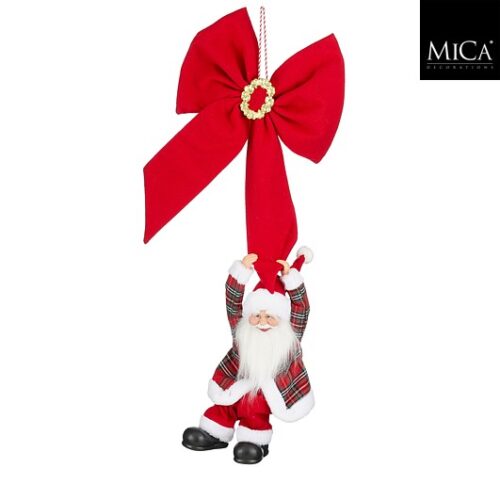 Mica Decorations Kerstversiering Santa bow - 38x15x90 cm - Polyester - Rood