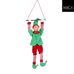 Mica Decorations Kerstversiering Elf - 18x10x65 cm - Polyester - Rood