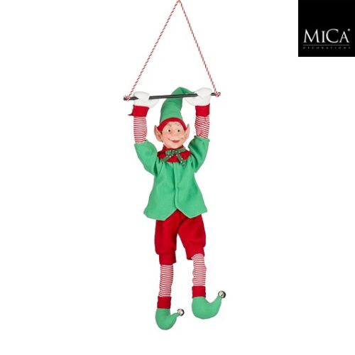 Mica Decorations Kerstversiering Elf - 18x10x65 cm - Polyester - Rood