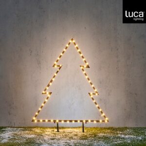 Luca Lighting Kerstboom Tuinsteker - 114 warm witte leds - 71 x 98 cm - Zwart