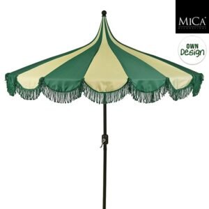 Mica Decorations Kim Gestreepte Parasol met Draagtas - 238 x 235 cm - Donkergroen