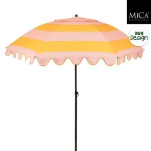 Mica Decorations Parasol met Streepprint - 238 x 197 cm - Geel