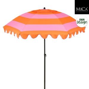 Mica Decorations Parasol met Streepprint - 238 x 197 cm - Oranje