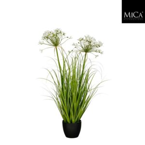Mica Decorations Allium Ampeloprasum in pot - h80xd25cm - Wit