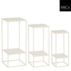 Mica Decorations Eline Bijzettafel - 3 stuks - 30 x 30 x 70 cm - Creme