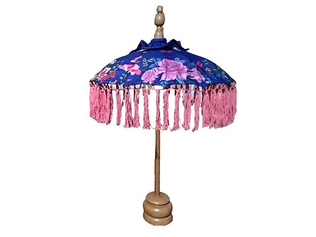 Parasol Bali Bloemen - Blauw - Ø50cm